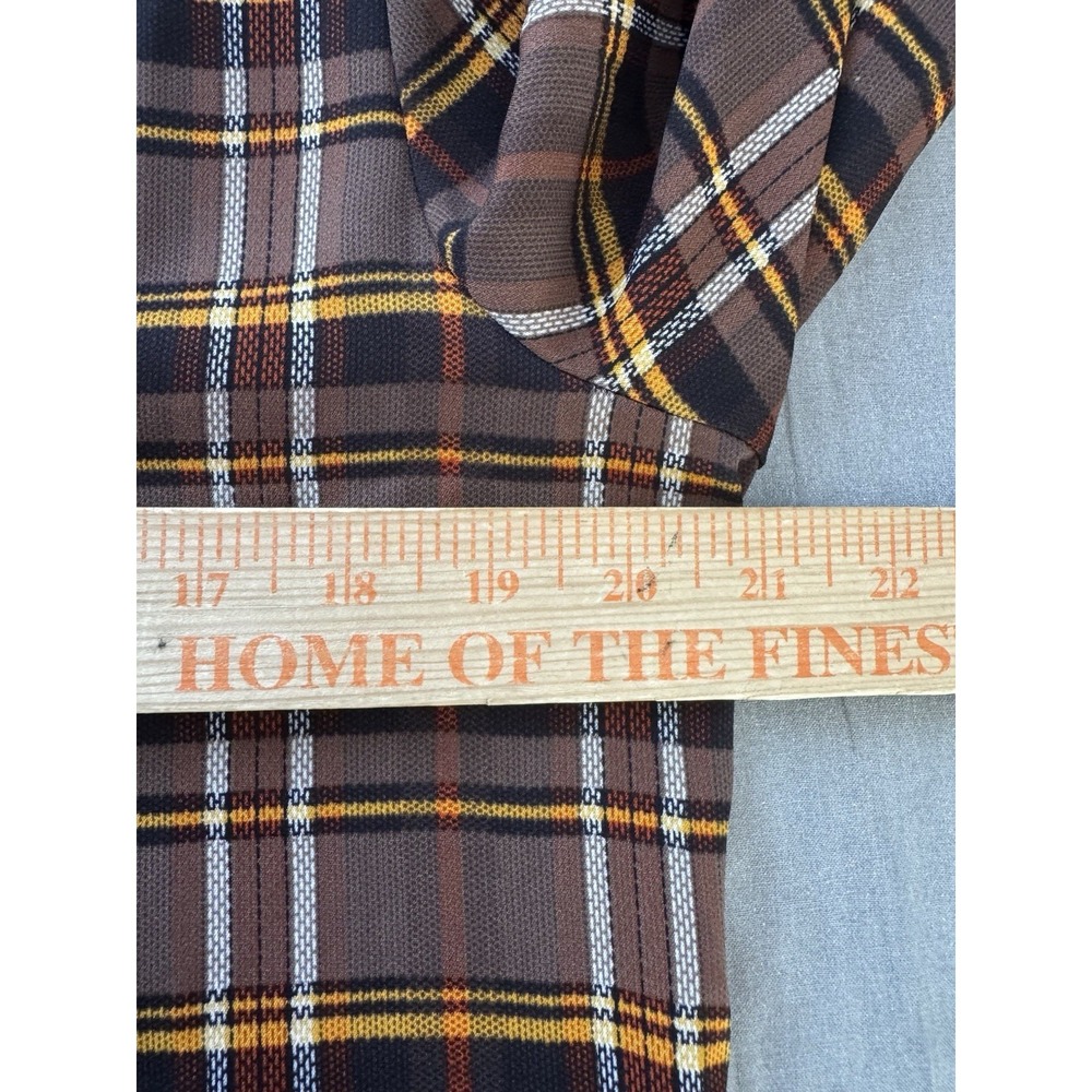 Entro Womens Sz M Brown Plaid Peplum Tunic Cottagecore‎ - Picture 7 of 8